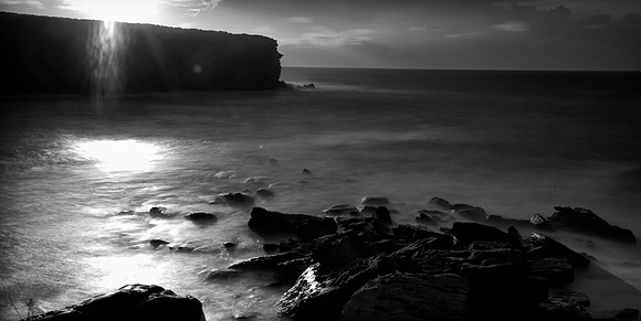 Dawn at Wattamolla Beach, the fisherman, royal national park